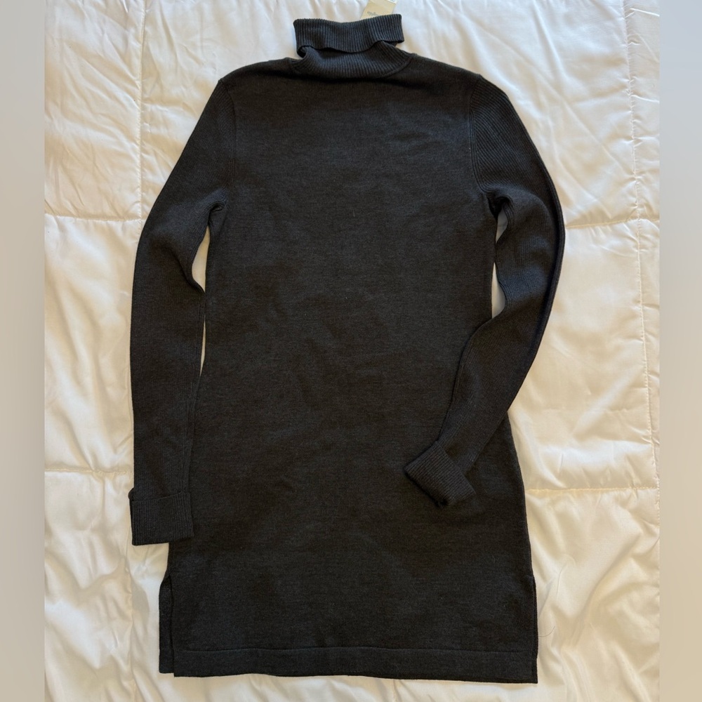 J. McLaughlin NWT Women’s Kealy Turtleneck Tunic Sweater Dress Charcoal Size XS - Picture 6 of 6